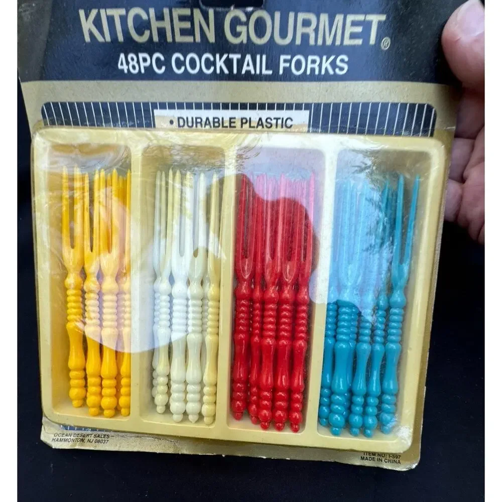 New Vintage MCM 1960s Cocktail Forks Pickle Cheese Olive Hors d' Oeuvres -C16